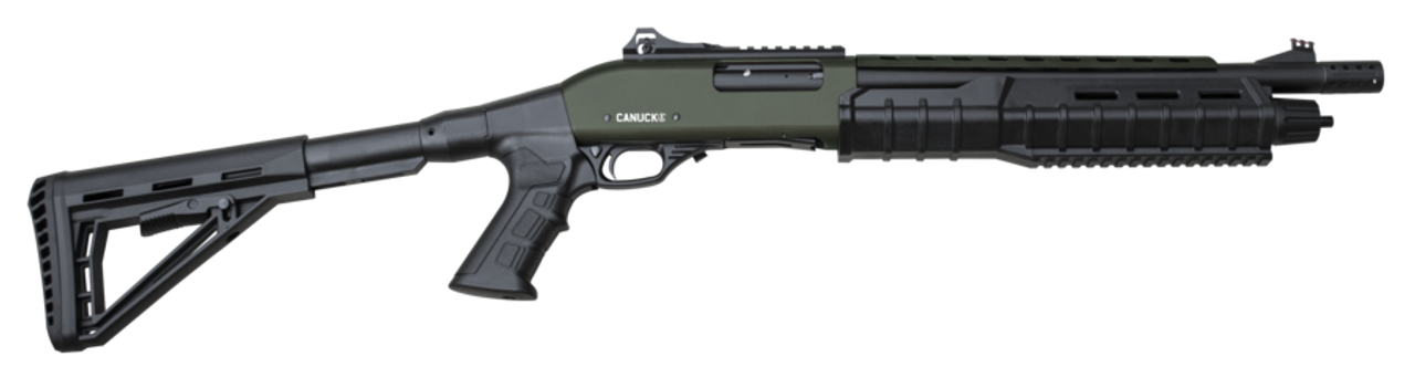 Canuck Commander 12 Ga, 3", 14" Barrel, OD Green, Telescoping Stock