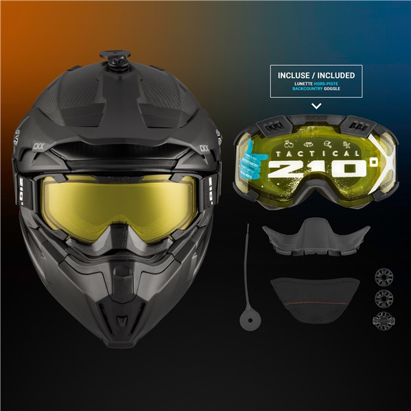 CKX Titan Original Carbon Helmet - Trail and Backcountry Solid - 210° Goggle Included - XL - 507255