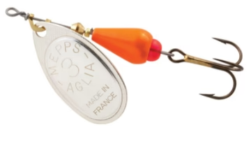 Mepps Aglia Brite In-Line Spinner, #1, 1/8 Oz, Silver/Orange