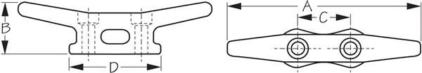 Sea Dog Open Base Cleat - Flat Head - 704408