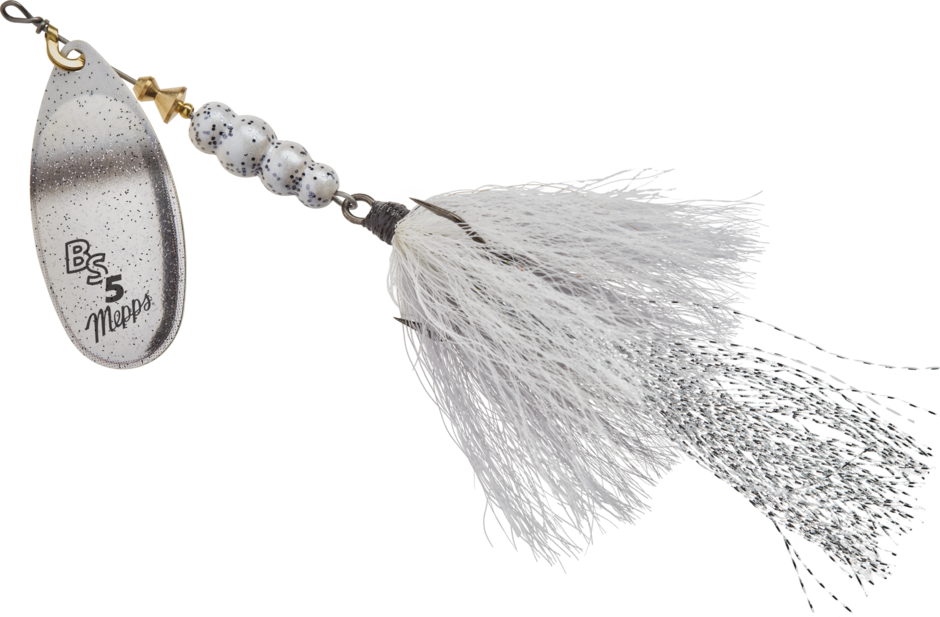 Mepps Bronze Slammer, #5, 1/2 oz, Silver Pearl Shad