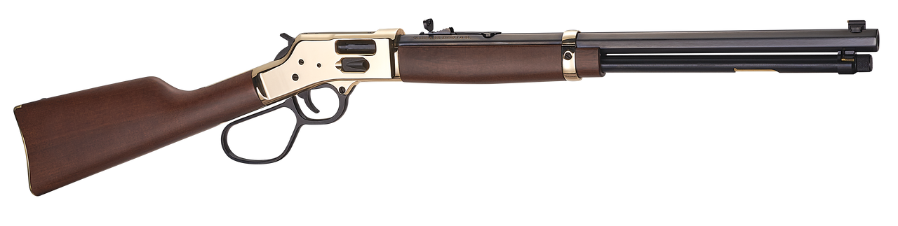 Henry Big Boy Brass Lever Action Rifle, 357 Mag, 20" Octagon Bbl, Blue, Side Gate, Large Loop