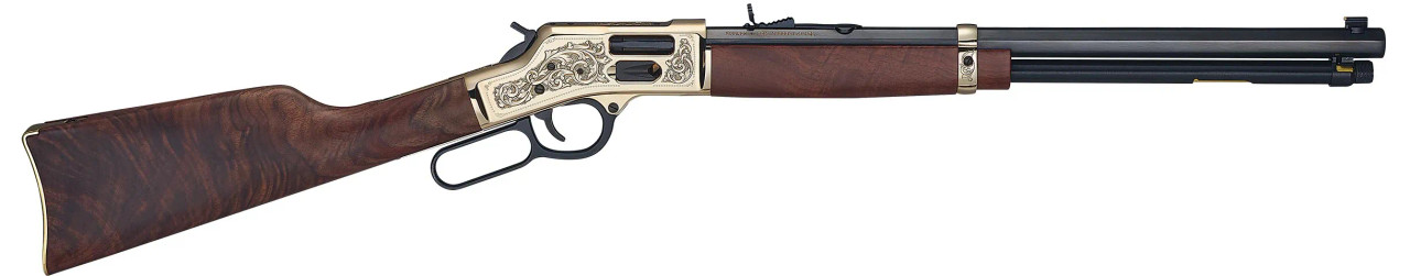 Henry Big Boy Brass Deluxe Engraved Edition Lever Action Rifle, .44 MAG/.44 Special, 20" Octagon Barrel, Fancy Walnut Stock