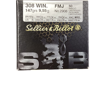 Sellier & Bellot .308 Win, 147 Gr FMJ, 50 Rounds