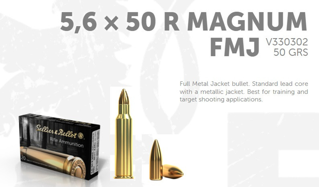 Sellier & Bellot 5.6X50R, 50 Gr FMJ, 20 Rounds