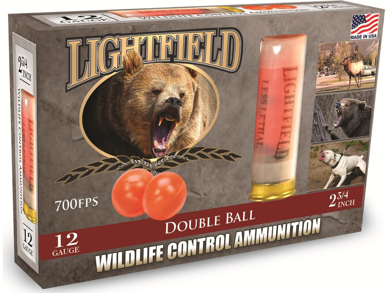 Lightfield 12 Ga Double Ball Wildlife Control Slugs, 2-3/4", 5 Rounds