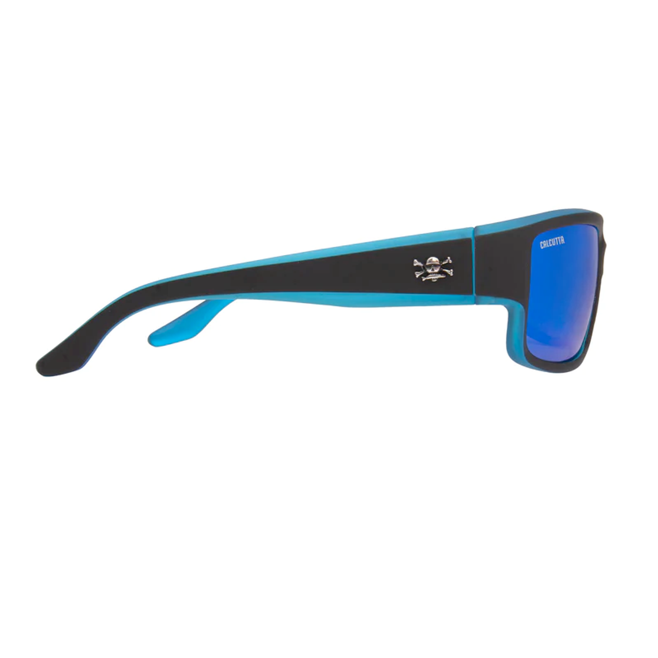 Calcutta Blackjack Sunglasses, Matte Black w/ Blue Backspray Frame, Blue Mirror Lens