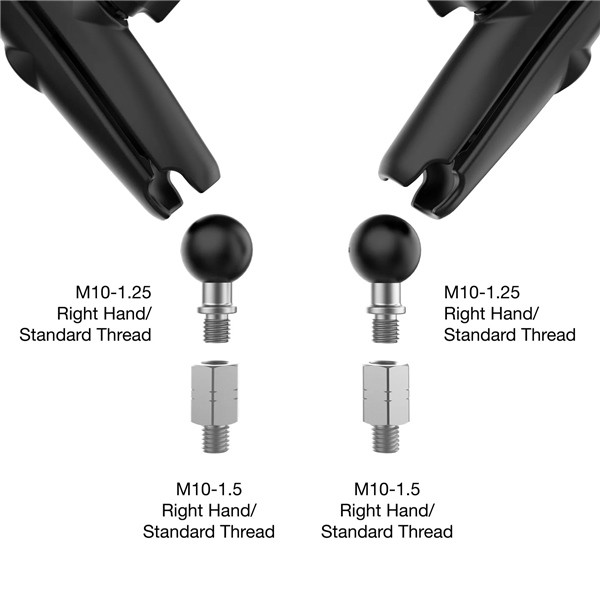 RAM MOUNT Mirror Tough-Mirror Kit - M10-1.25 Bases Long with adapter - 180377