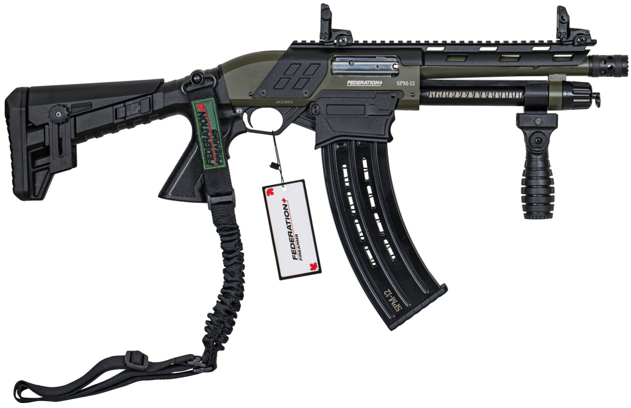 Federation Firearms SPM 12 Pump-Action, 12 Ga 3", 9" Barrel, OD Green