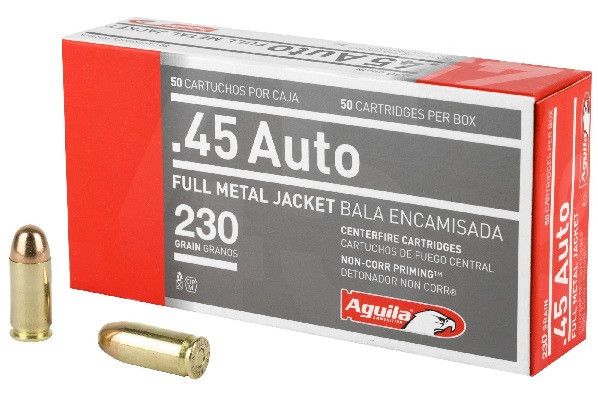 Aguila 45 Auto 230 Grain FMJ Ammunition, 50 Rounds