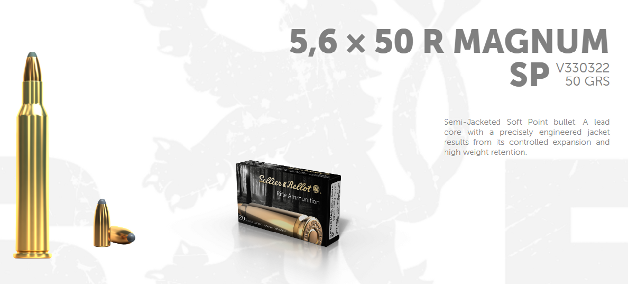 S&B 5.6X50R Magnum, 50 Gr SP, Box Of 20