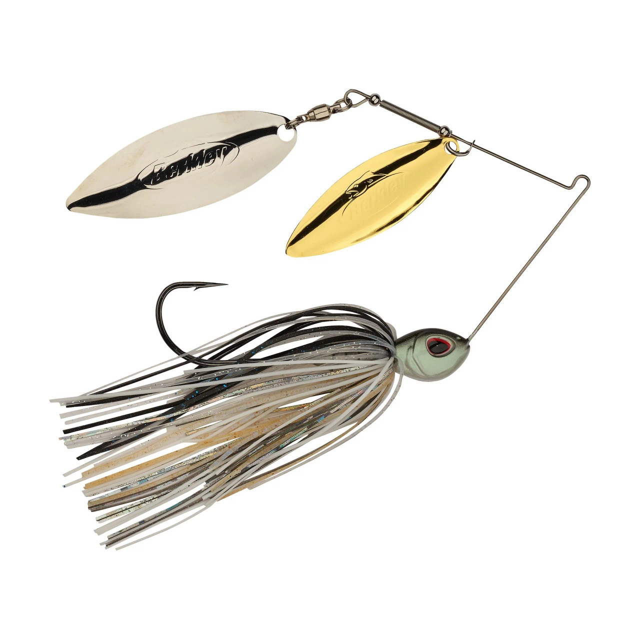 Berkley Power Blade Double-Willow Spinnerbait, 1/2oz, Shad Spawn/Gold + Silver
