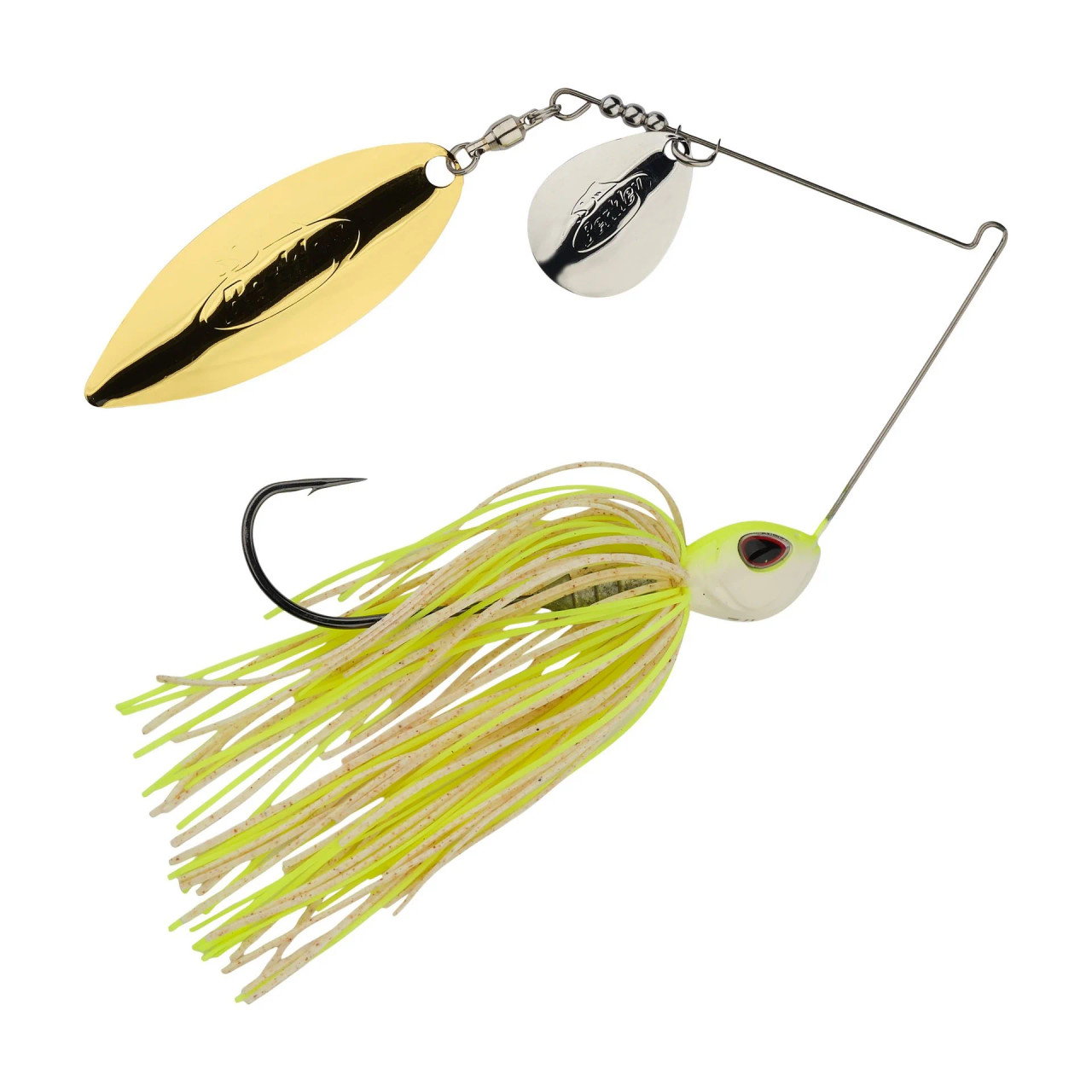 Berkley Power Blade Standard Spinnerbait, 1/2 oz, Colorado Willow, White Chartreuse/Silver + Gold