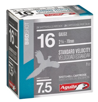 Aguila 16 Ga 2 3/4" 1200fps #7.5 Ammunition, 25 Rounds