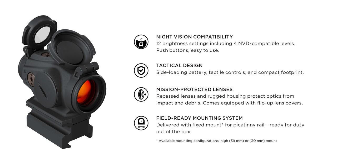 Aimpoint Duty RDS MR Red Dot Sight, 39mm, Multi Reticle, 2/65MOA with One-piece Torsion Nut Mount