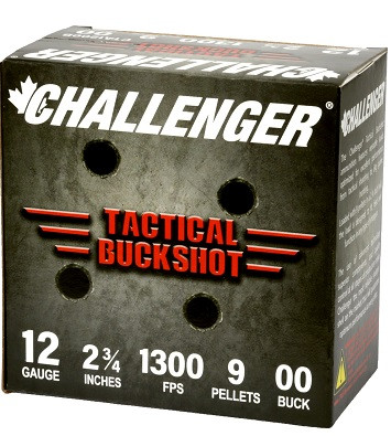 Challenger 12 Ga Light Load, 2-3/4", 00 Buck, 25 Rounds