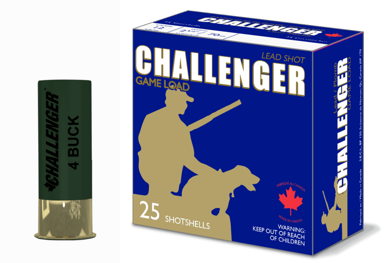 Challenger 12 Ga Coyote Buckshot, 2-3/4", 4 Buck, 25 Rounds