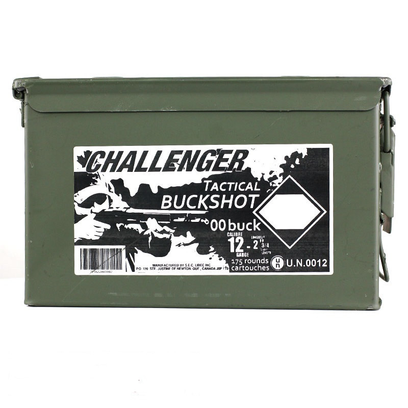Challenger 12 Ga Magnum, 2-3/4", 00 Buck, 175 Round Ammo Can