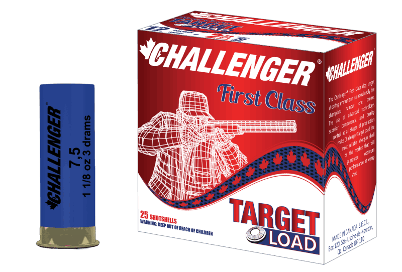 Challenger 12 Ga Target Handicap 3 Drams, 2-3/4", 11/8 oz, #7.5 Shot, 25 Rounds