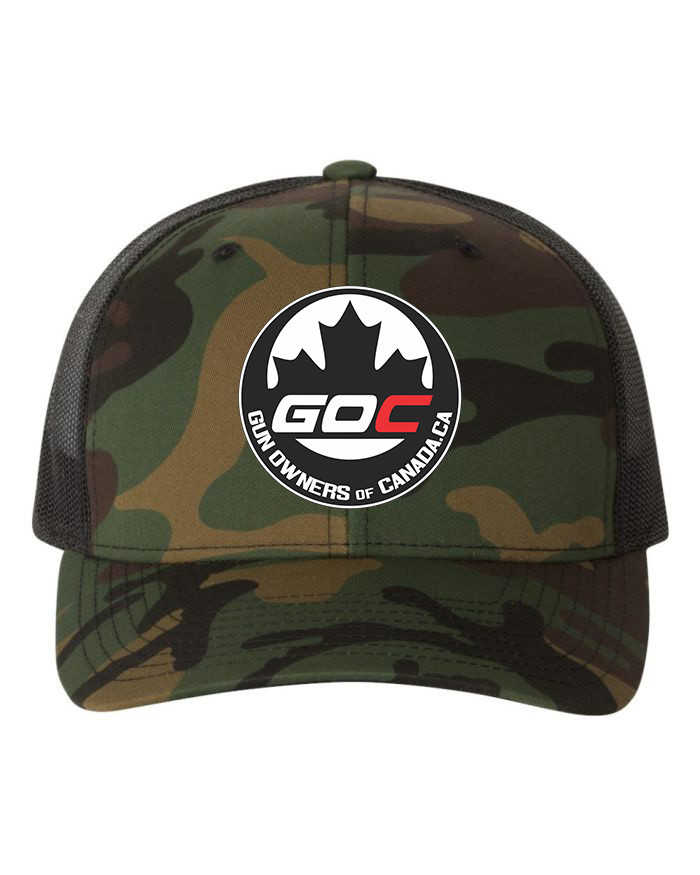 Gun Owners of Canada Green Camo/Black Hat, Embroidered Logo