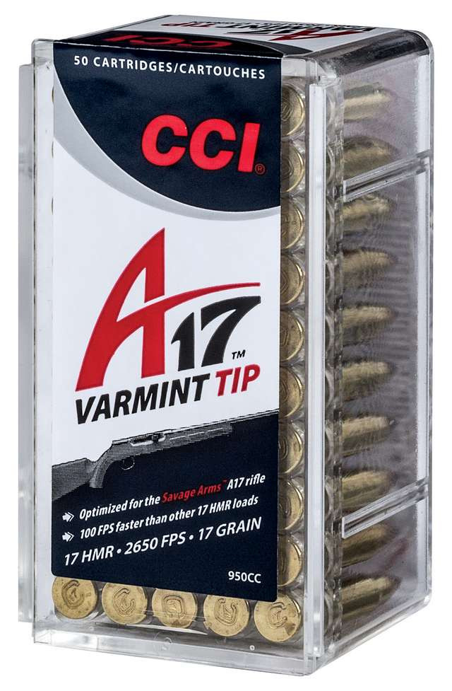 CCI 17 HMR A17 Varmint Tip 17Gr Ammunition, 50 Rounds