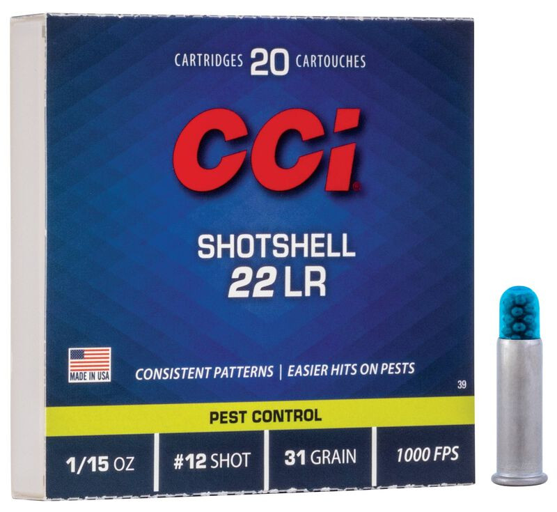 CCI Shotshell 22 LR 31 Grain #12 Shot Ammunition, 20 Rounds