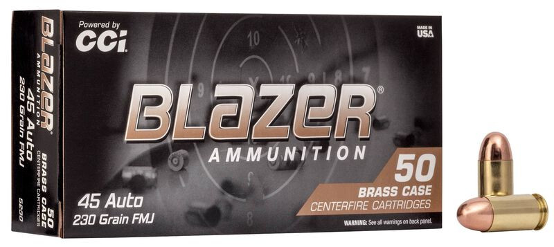 CCI Blazer 45 Auto 230 Gr FMJ Ammunition, 50 Rounds