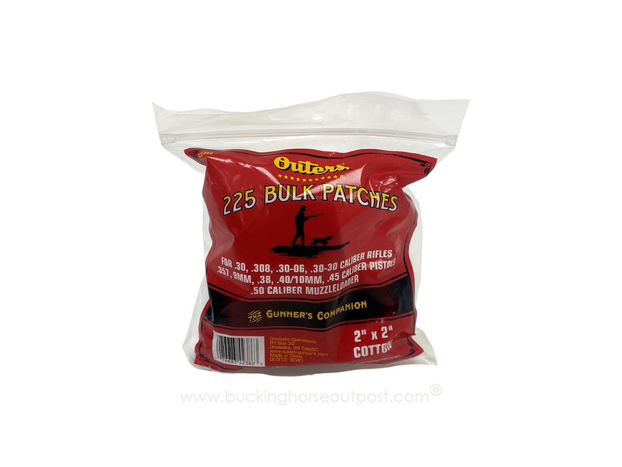 Outers .30-.50cal Cleaning Patches, 225pk