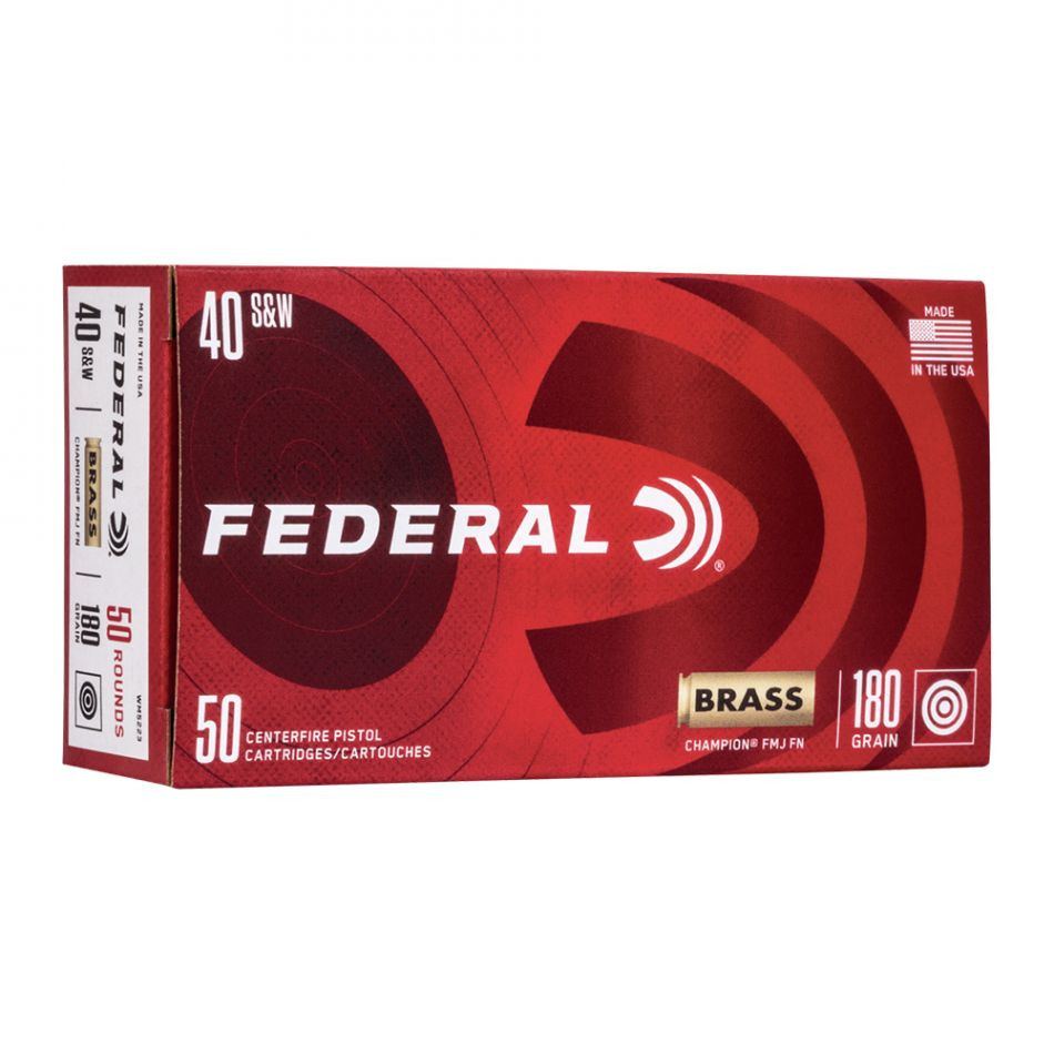 Federal 40 S&W 180 Gr FMJ Brass Case, 50 Rounds