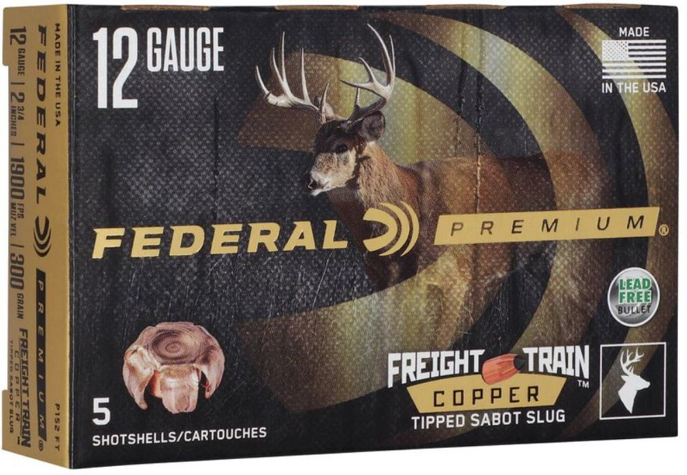 Federal Premium 12GA 2 3/4" 300 Gr Freight Train Copper Sabot Slug, 5 Rounds
