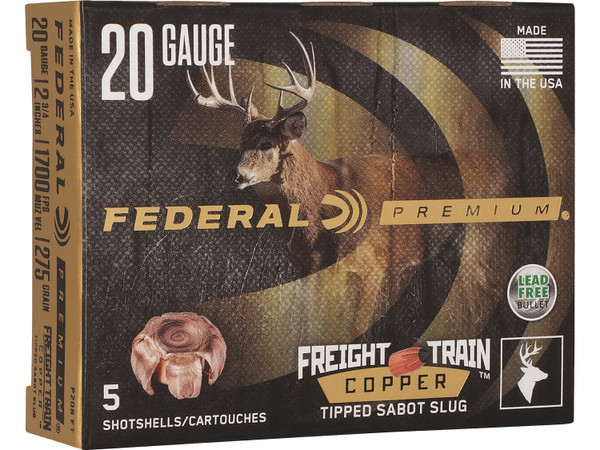 Federal Freight Train 20 Ga 2 3/4"" 275 Grain Copper Sabot Slug, 5 Rounds