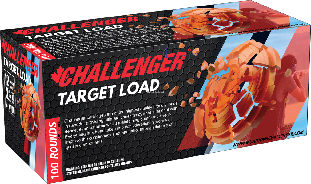 Challenger Target Load 12 Ga,  2-3/4", 3 Dram, 1-1/8 oz, #7.5 Shot, 100 Rounds