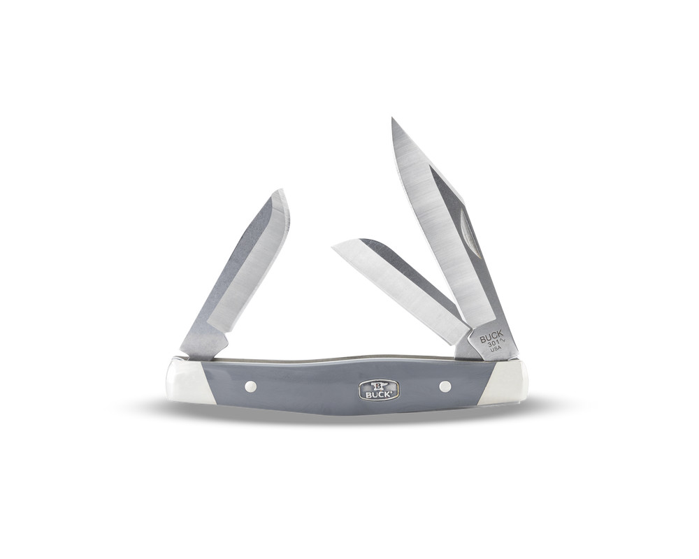 Buck 301 Stockman Folding Multi-Blade Knife, Grey Grip