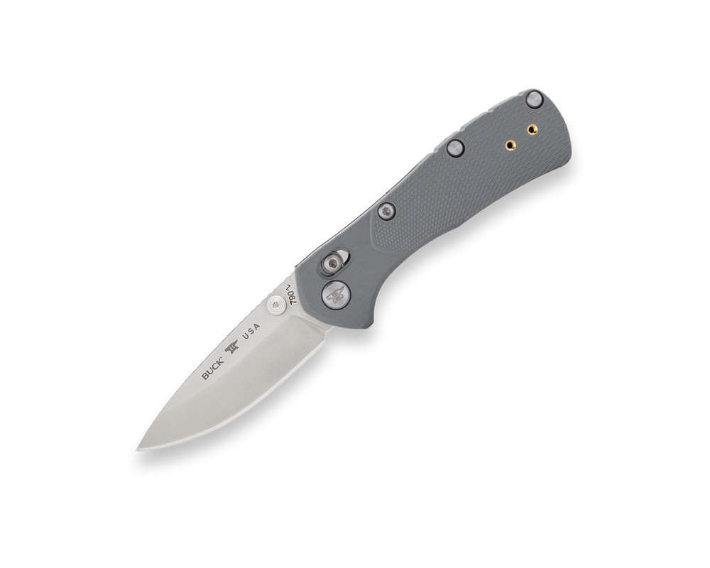 Buck 790 Mini Range Pro Folding Knife, Grey Grip, 2.625" Drop Point Blade