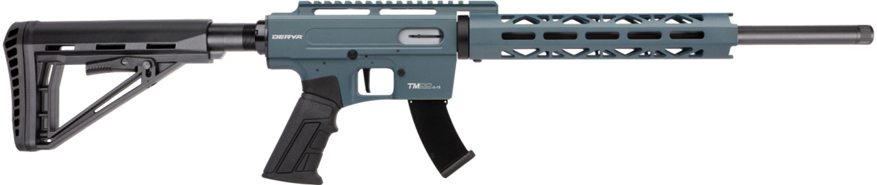 Derya TM22 Pro Semi-Auto 22 LR, Adjustable Stock, 16", Titanium Blue