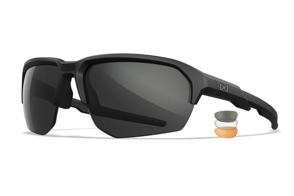 Wiley X Jakl Multi-Lens Pack, Grey/Clear/Rust Lenses, Matte Black Frame