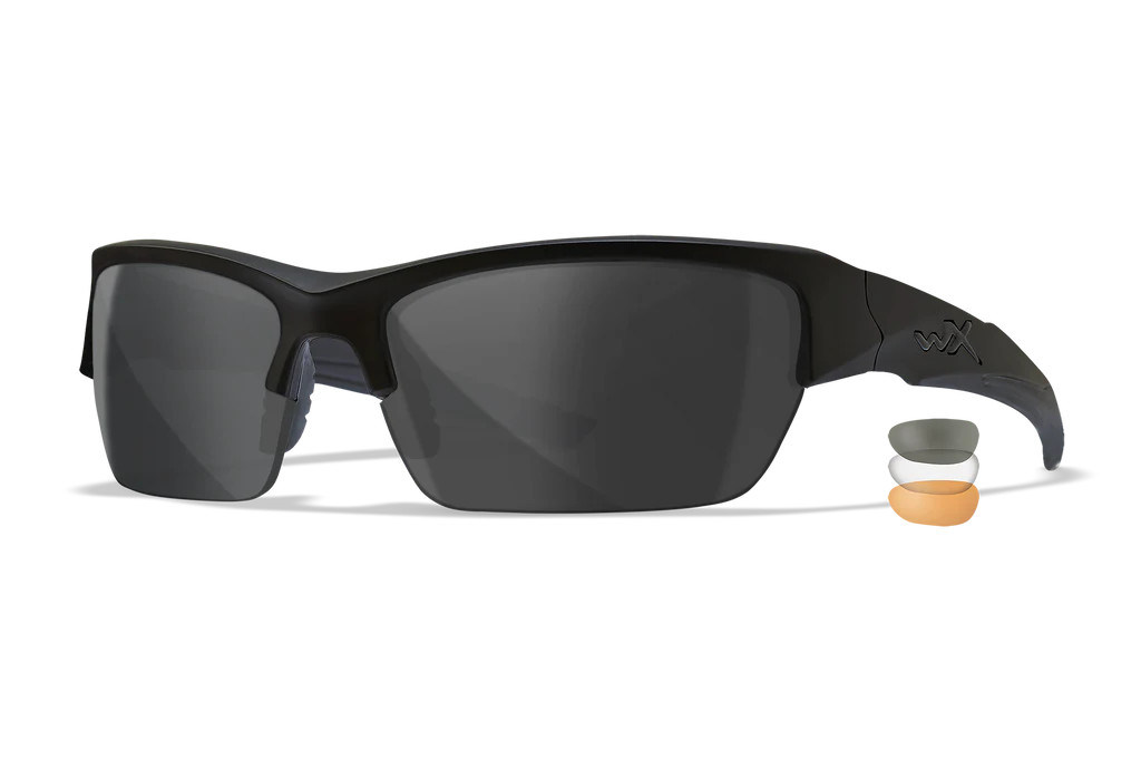 Wiley X Valor Multi-Lens Pack, Smoke Grey/Clear/Light Rust Lenses, Matte Black Frame