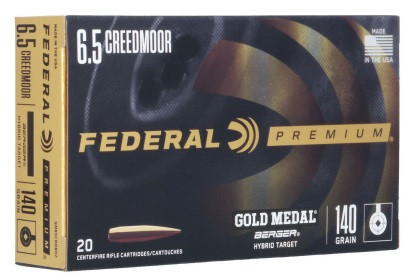 Federal Premium 6.5 Creedmoor 140 Gr Gold Medal Berger Hybrid Target Ammunition, 20 Rounds