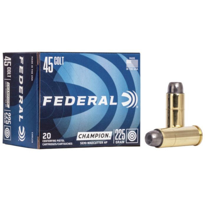 Federal Champion 45 Colt 225 Gr Semi-Wadcutter Hollow Point Ammunition, 20 Rounds