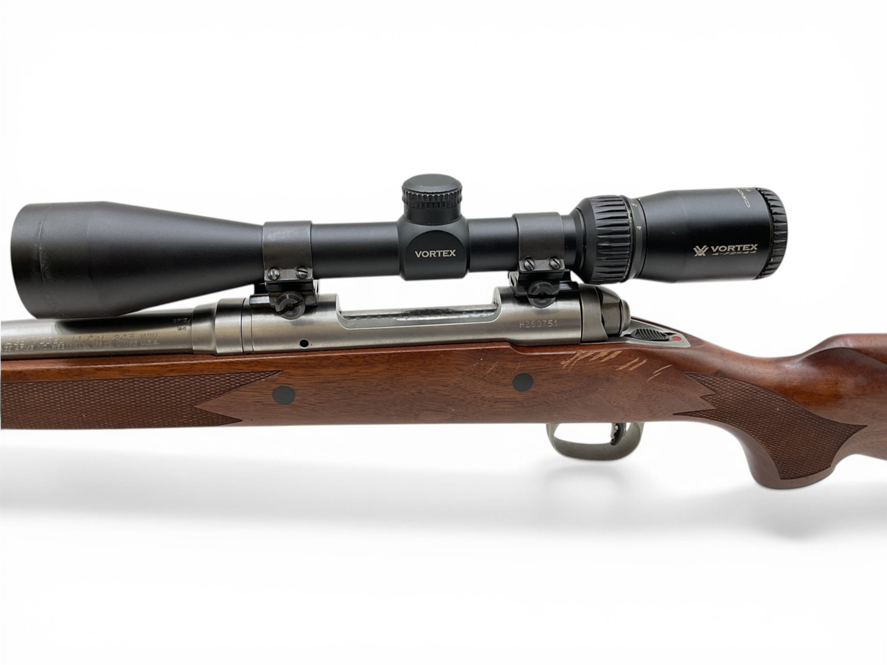 Savahe Model 14 Stainless Bolt Action Rifle .243 Win 22" Barrel Wood Stock With Vortex  Crossfire 4-12X44 Scope