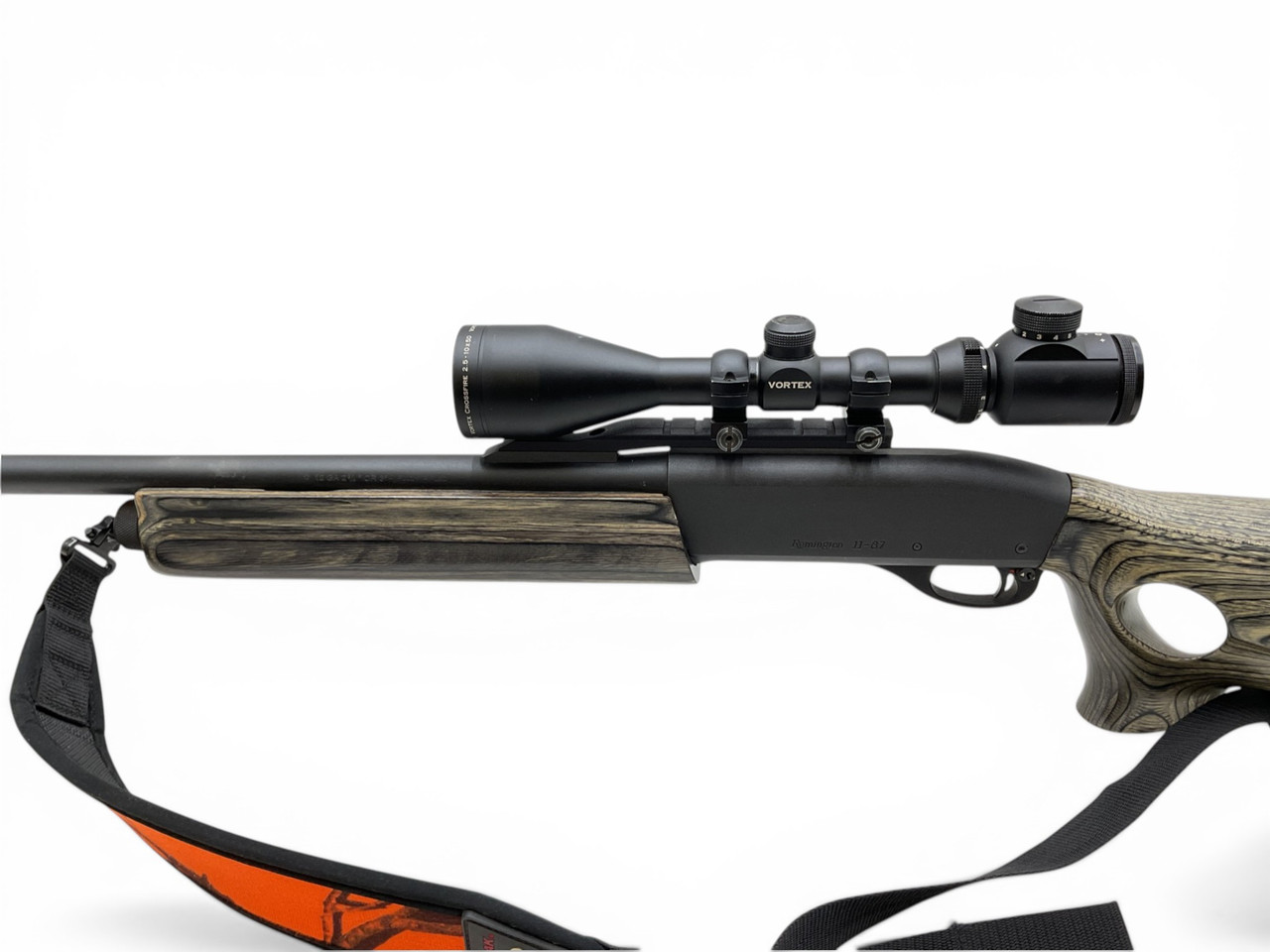 Remington 11-87 Special Purpose Semi Auto Shotgun 3" Chamber 21" Rifled Cantilever Barrel Laminate Thumbhole Stock With Vortex Crossfire 2.5-10X50 Scope