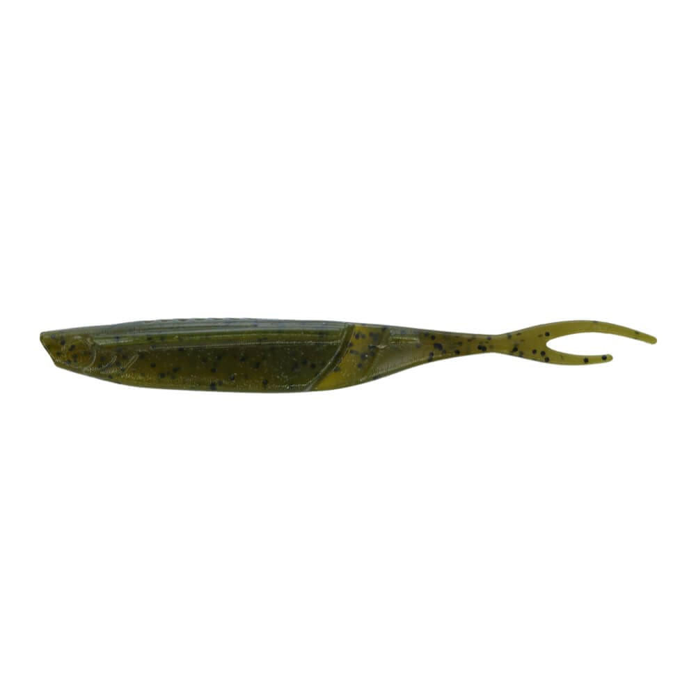 Yamamoto 5" Hinge Minnow, Green Pumpkin Black Flake, 6pk