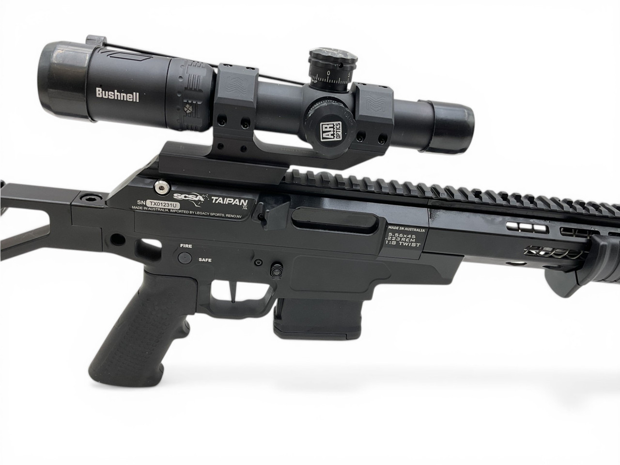 SCSA Taipan Pump Action Rifle 5.56 Nato 16.5" Threaded Barrel Black With Bushnell AR Optics 1-4X 24 Scope