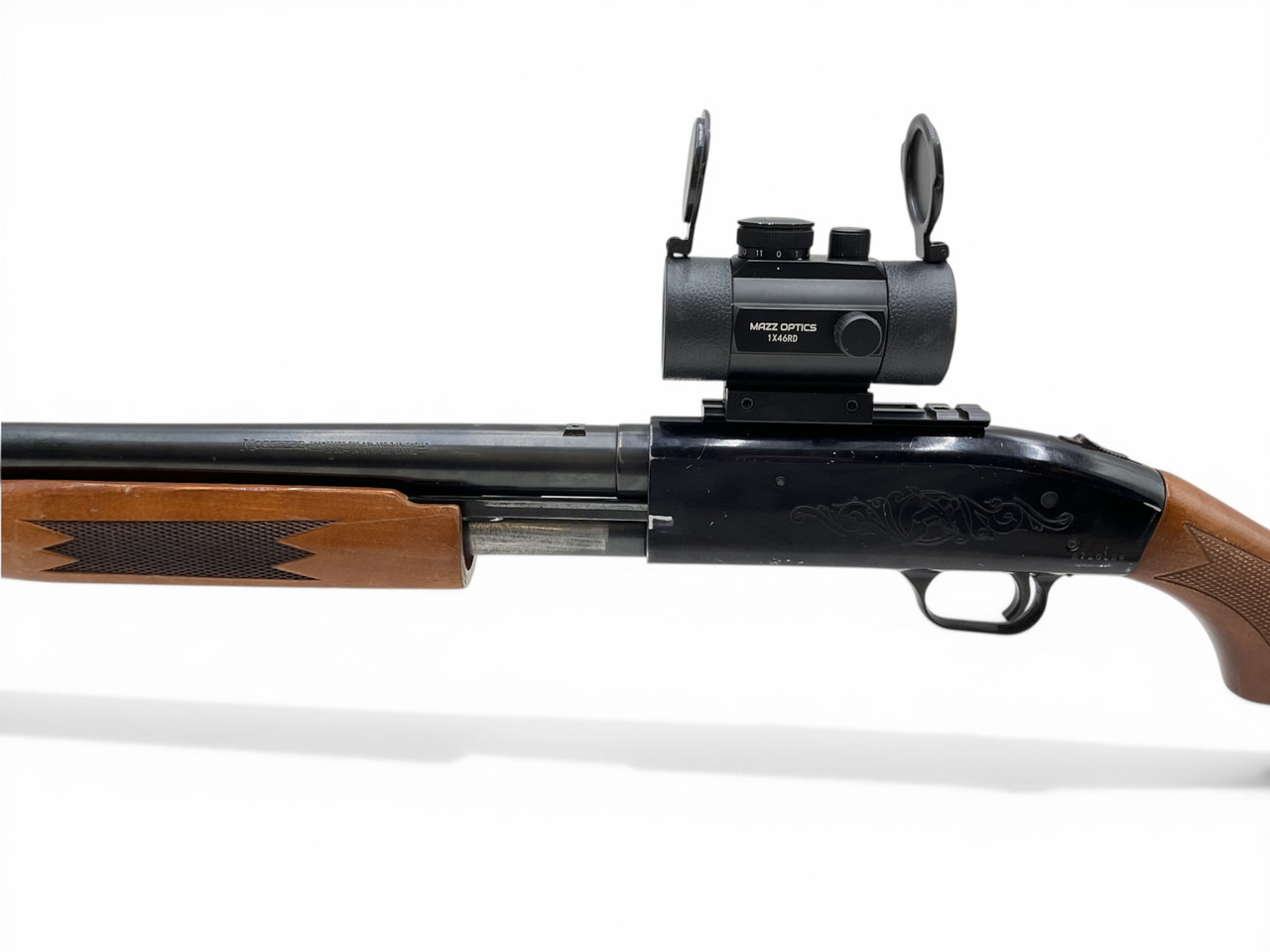 Lakefield Mossberg Model 500AB Pump Action Shotgun 12Ga 3" Chamber 24" Rifled Barrel Wood Stock With Mazz Optics 1X46 Red Dot