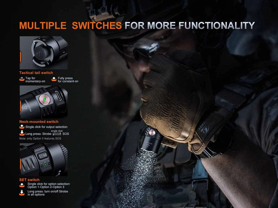 Fenix PD35R ACE Multi-Mode Tactical Flashlight, 2000 Lumens, With CL01 Mini Lantern Combo