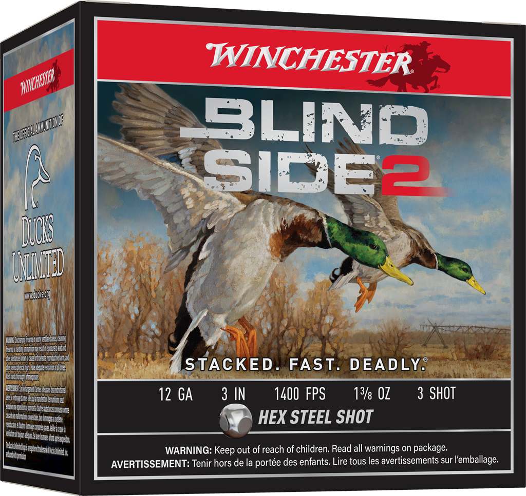 Winchester 12 Ga Blind Side 2, 3", 1 3/8 oz, #3 Steel Shot, 25 Rnds