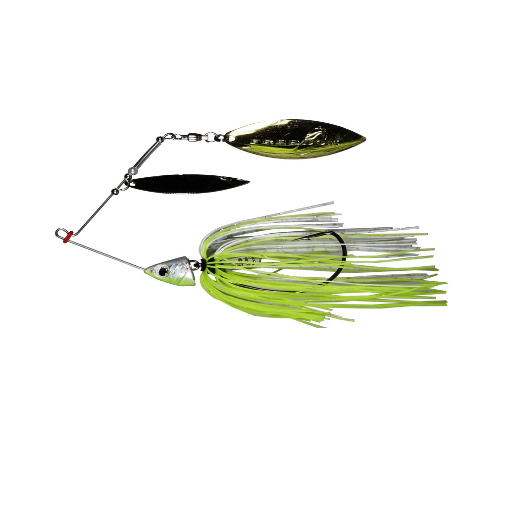 Freedom Double Willow Silver Spinnerbait 1/2 oz, White Chartreuse
