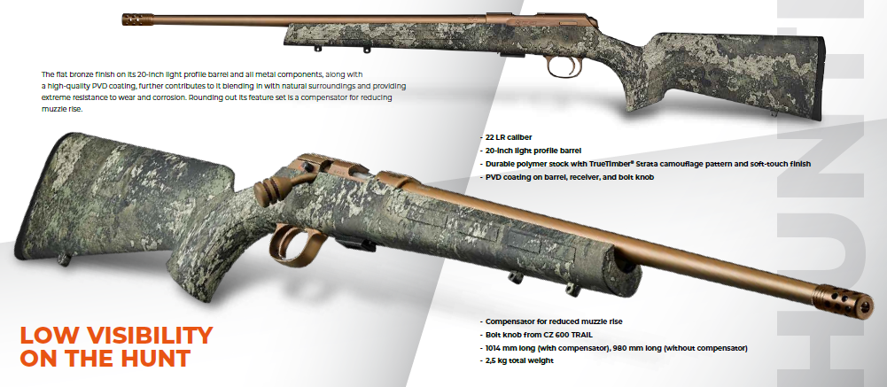 CZ 457 Hunter Veil 17 HMR Bolt Action Rifle, 20" Barrel, Truetimber Strata Camo Stock