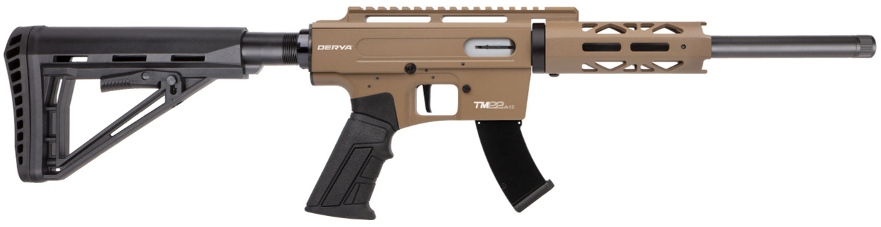 Derya TM22 PRO 22 LR Semi-Automatic Rifle, 12" Barrel, Tan FDE Synthetic Stock