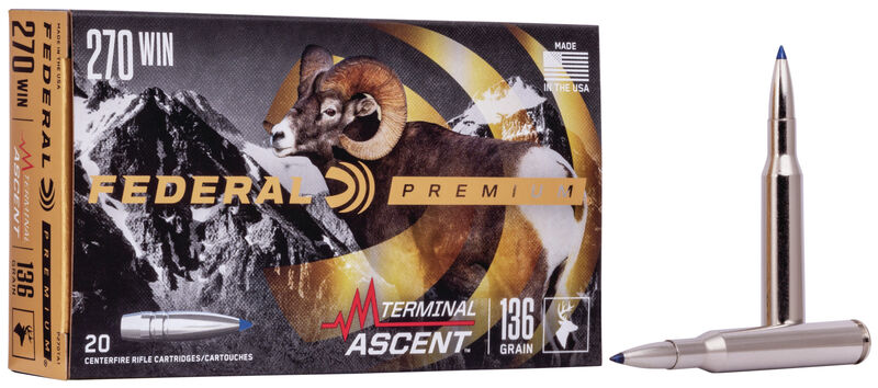 Federal Premium .270 Win 136 Grain Terminal Ascent Ammunition, 20 Rounds